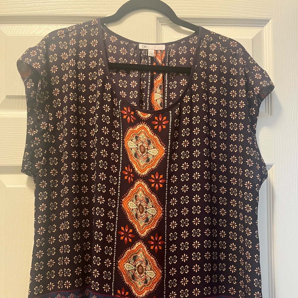 DR2 Multicolor Boho Print Sleeveless Blouse size xl
